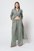 Billow Linen Blend Slacks - Salvia