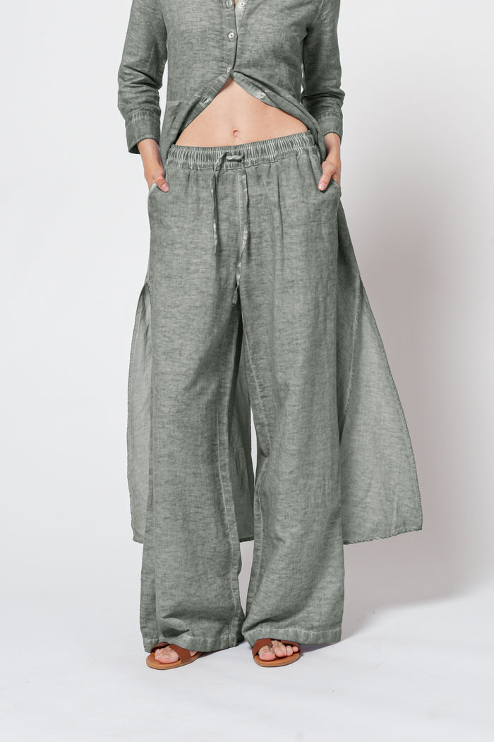 Billow Linen Blend Slacks - Salvia