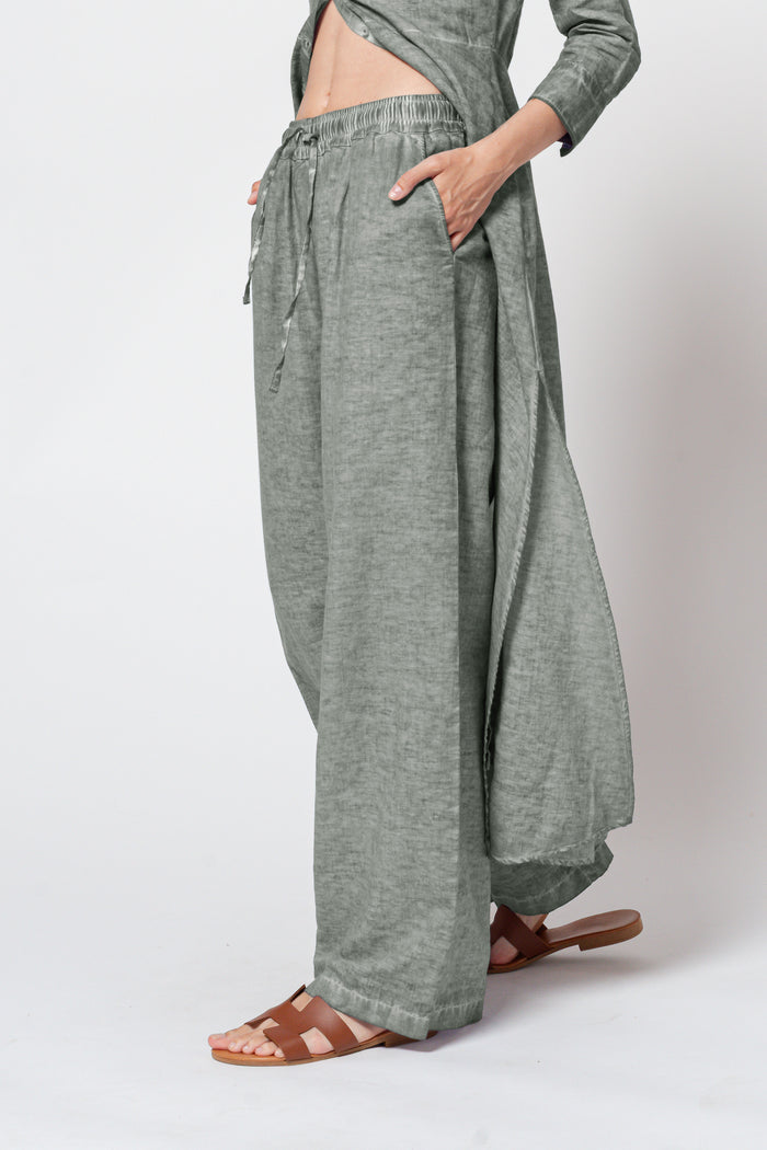 Billow Linen Blend Slacks - Salvia