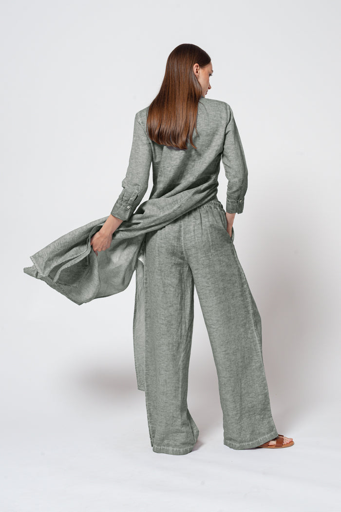 Billow Linen Blend Slacks - Salvia