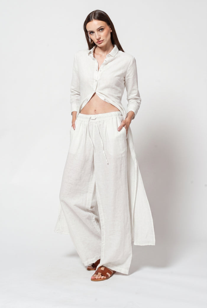 Billow Linen Blend Slacks - White