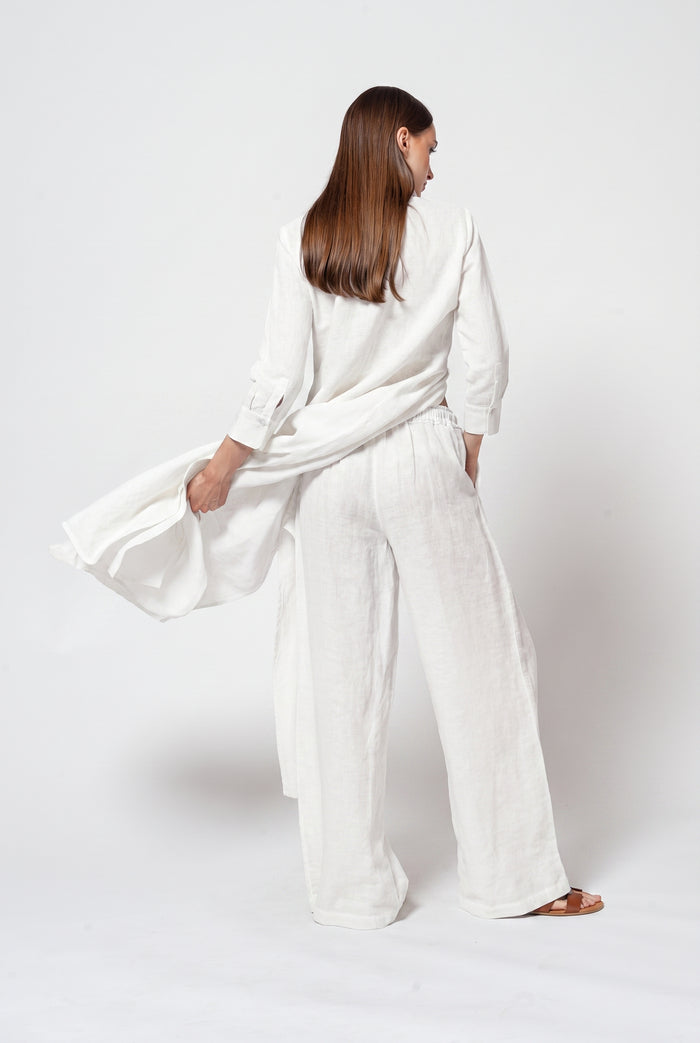 Billow Linen Blend Slacks - White