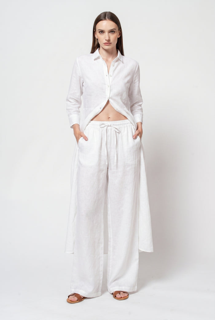 Billow Linen Blend Slacks - White