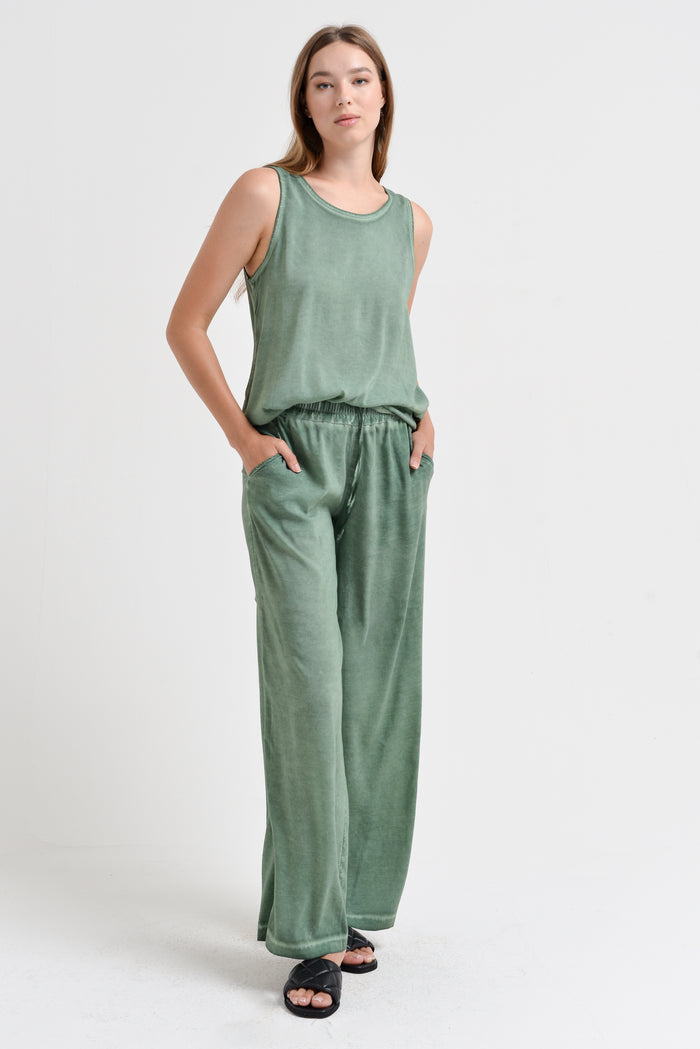 Billow Viscose Slacks - Juniper