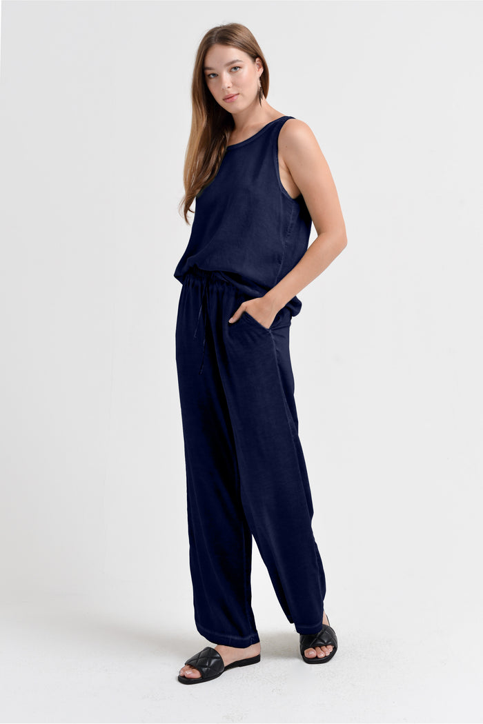 Billow Viscose Slacks - Navy