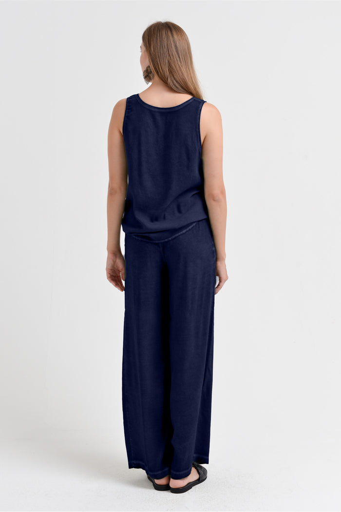 Billow Viscose Slacks - Navy