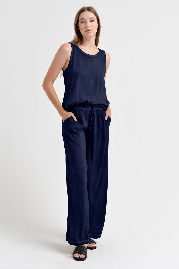Billow Viscose Slacks - Navy