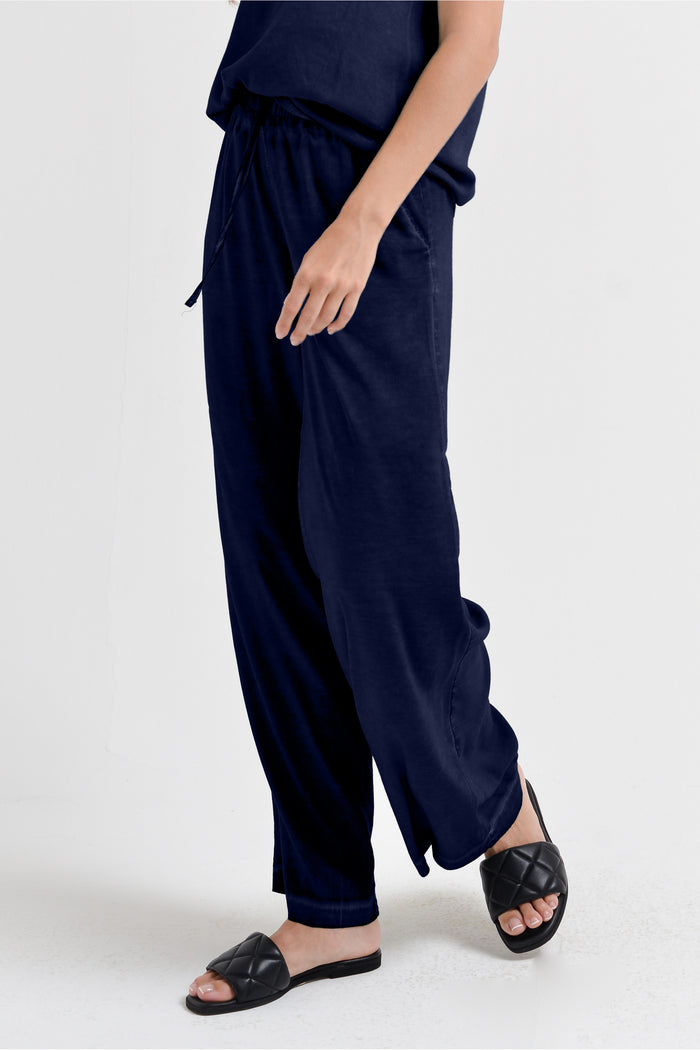 Billow Viscose Slacks - Navy