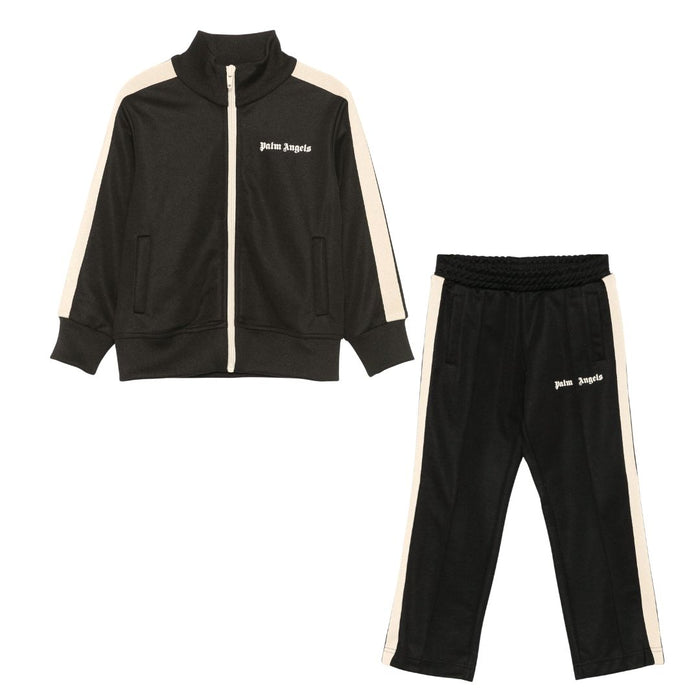 Black & Beige Stripe Zip Up Tracksuit