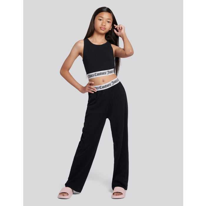 Black Crop Vest Lounge Set