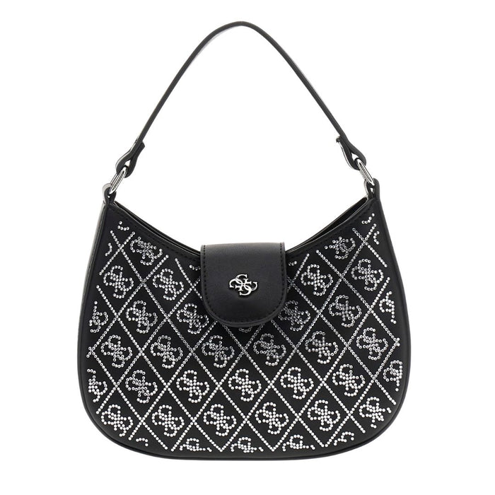 Black Diamanté Logo Handbag