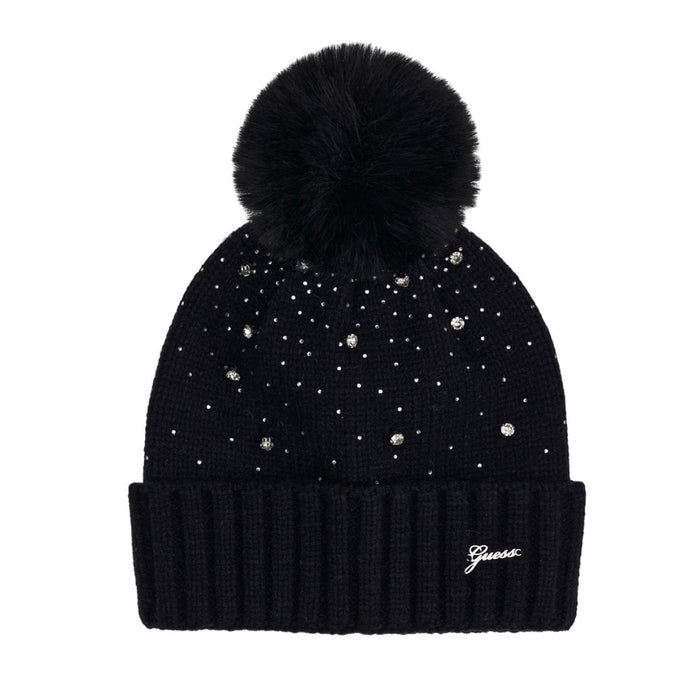 Black Diamante Pom Pom Hat