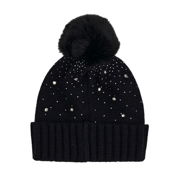 Black Diamante Pom Pom Hat