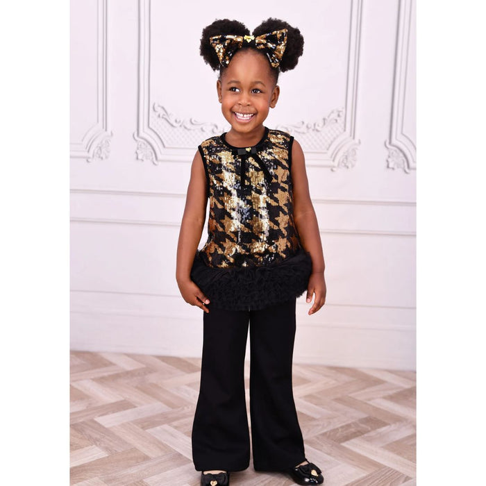 Black & Gold Sequin "Amber" Trouser Set