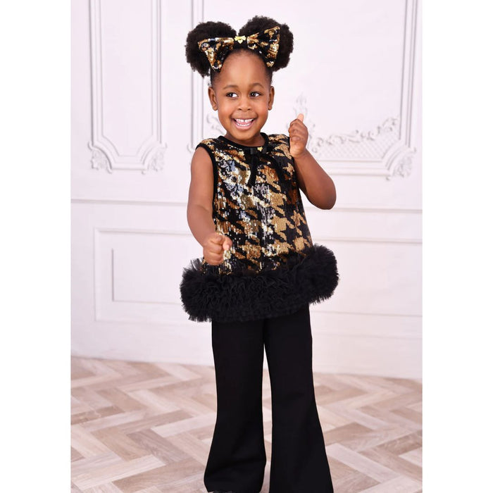 Black & Gold Sequin "Amber" Trouser Set
