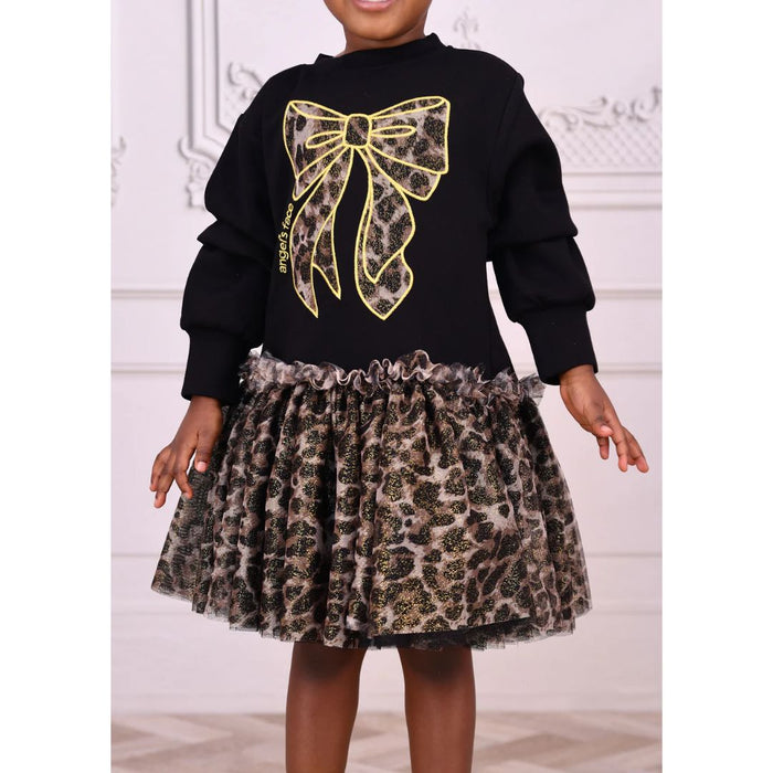 Black & Leopard Print "Juniper" Sweat Dress
