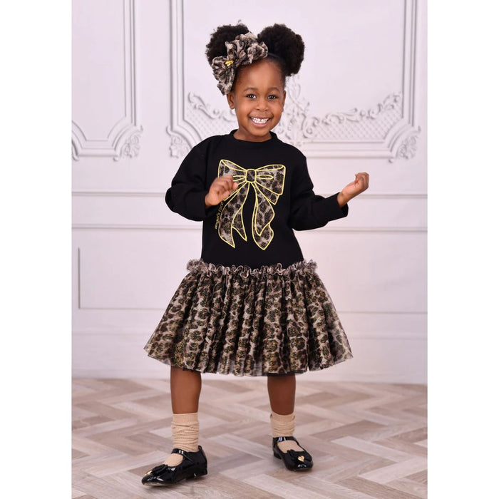 Black & Leopard Print "Juniper" Sweat Dress