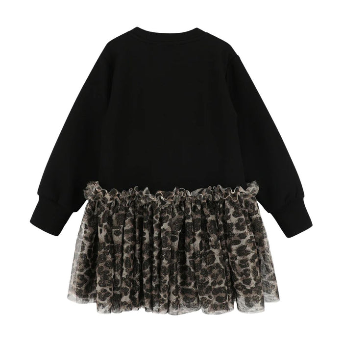Black & Leopard Print "Juniper" Sweat Dress
