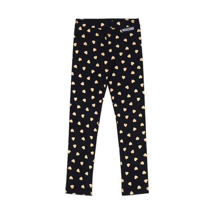 Black & Metallic Gold Hearts Leggings