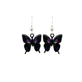 Black & Purple Butterfly Earrings, Sterling Silver Earwires, Item# 2301