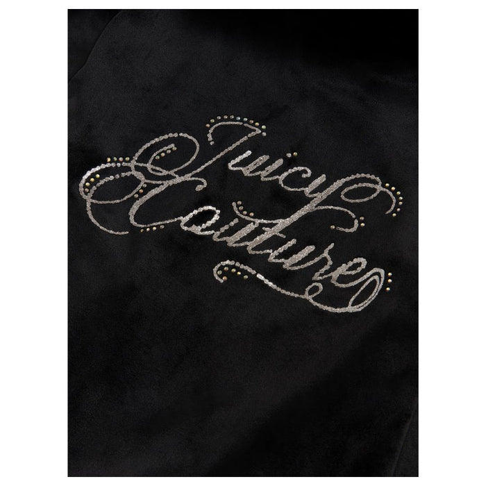 Black Slim Leg Glitter & Diamante Logo Tracksuit