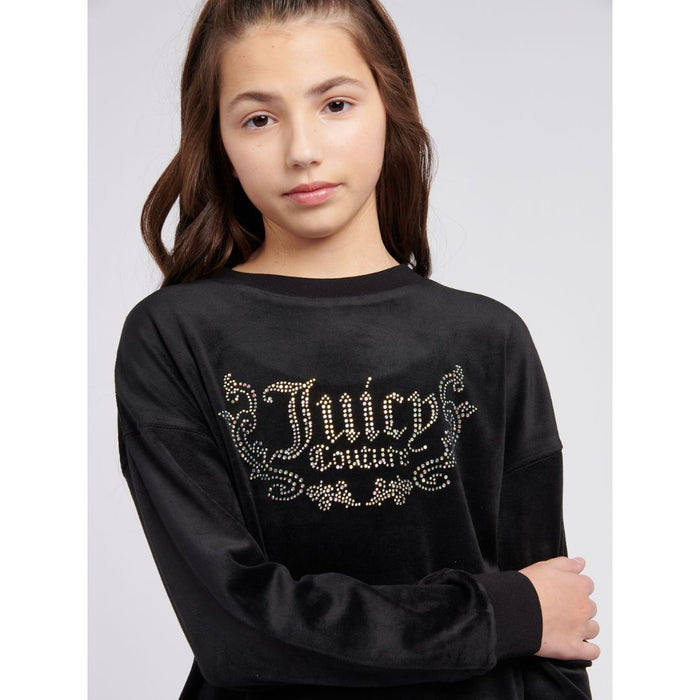 Black Velour Sweat Top & Shorts Set