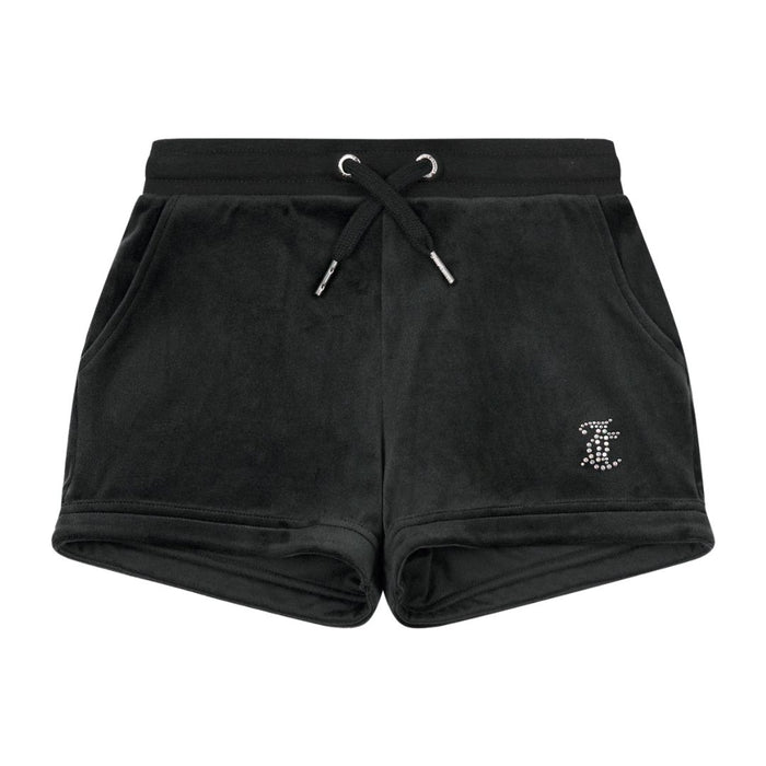 Black Velour Sweat Top & Shorts Set