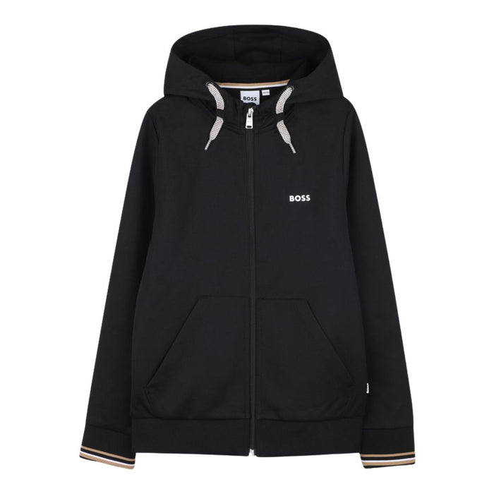 Black Zip Through Hooded Tracksuit