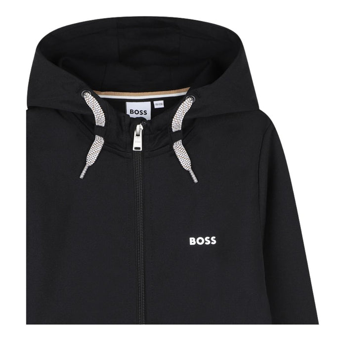 Black Zip Through Hooded Tracksuit