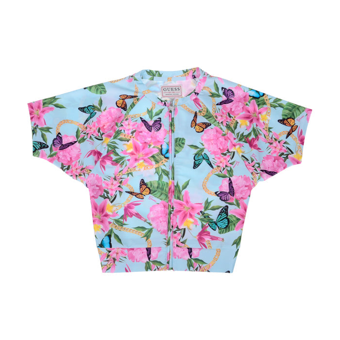 Blue Floral Zip Up Active Top