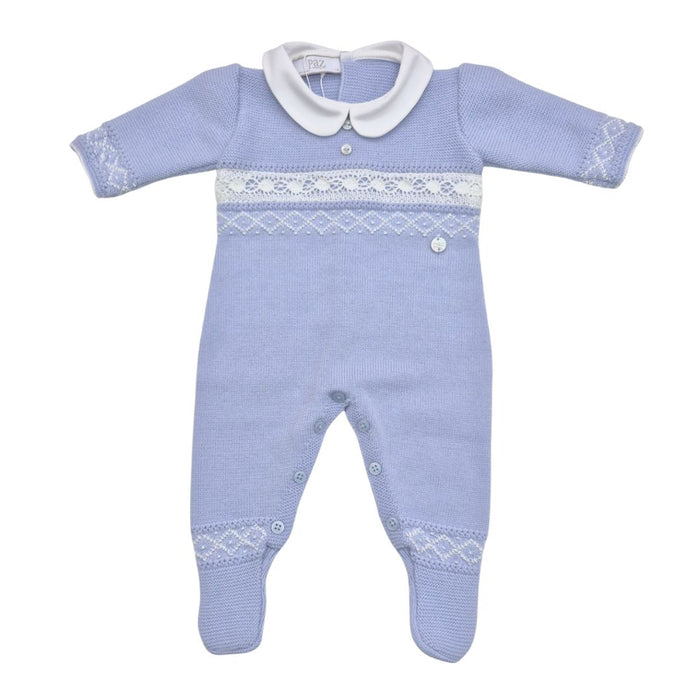 Blue Knitted Babygrow