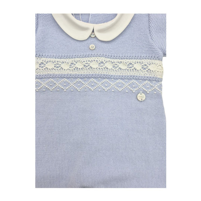 Blue Knitted Babygrow