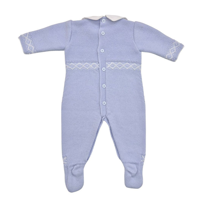 Blue Knitted Babygrow