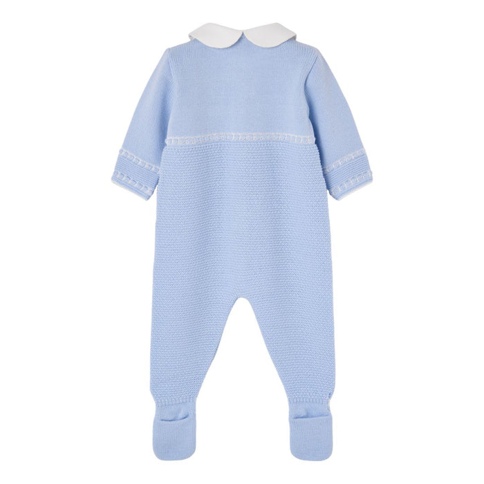 Blue Knitted Front Opening Babygrow