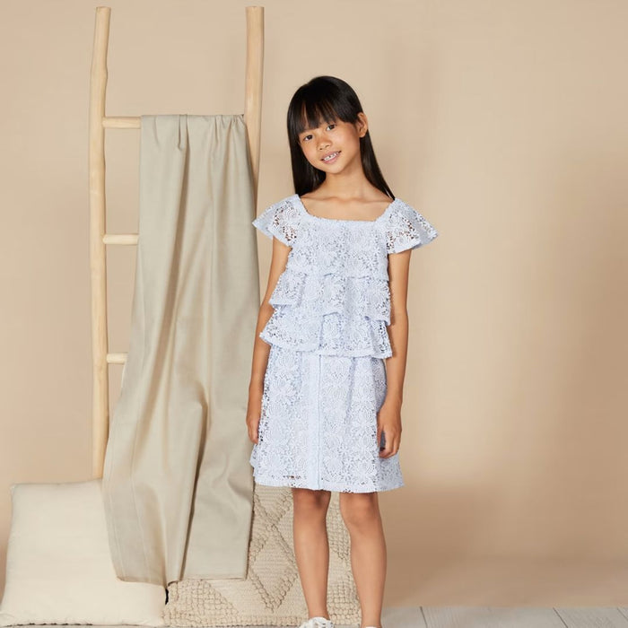Blue Lace Effect Skirt & Top Set