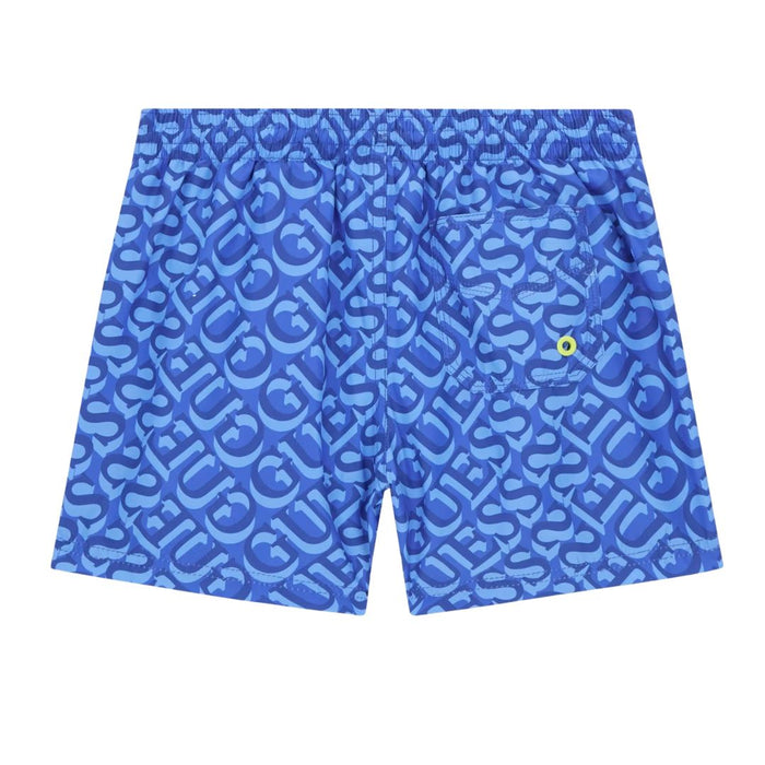 Blue Logo Print Swim Shorts
