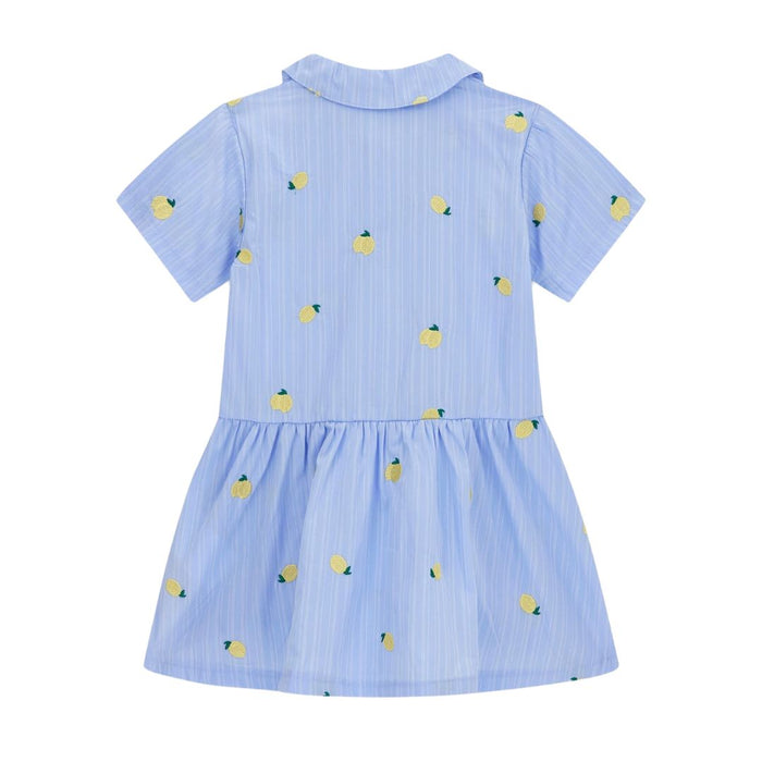 Blue Pinstripe Lemons Dress