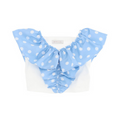 Blue Polka Dot Ruffle Top