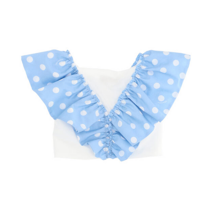Blue Polka Dot Ruffle Top