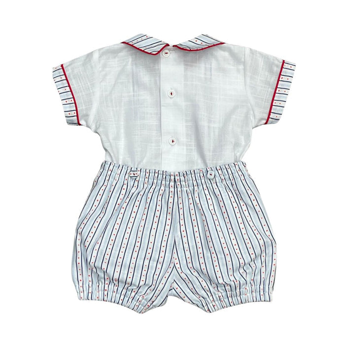 Blue & Red Striped Shorts Set