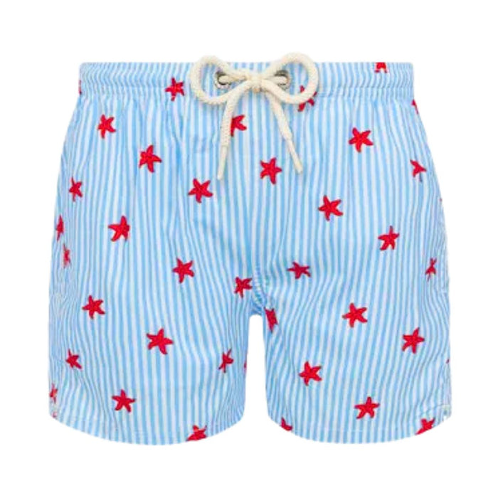 Blue Striped Starfish Swim Shorts