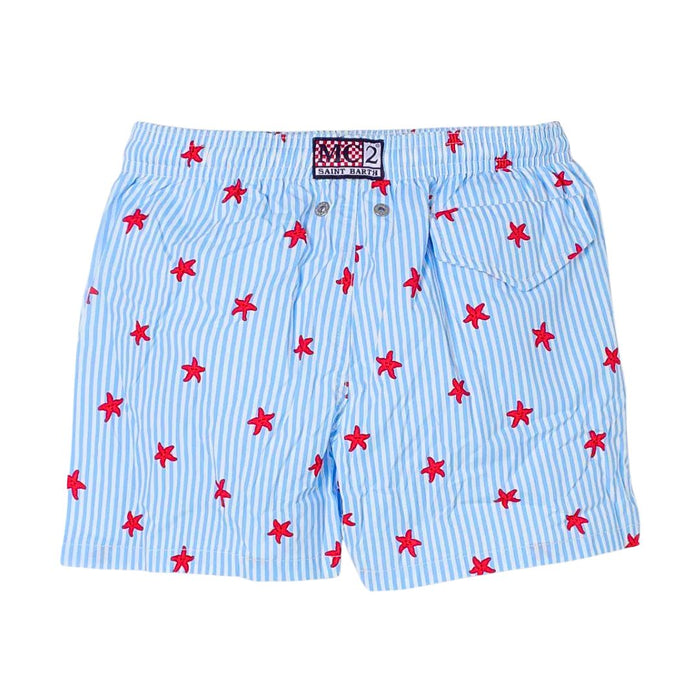 Blue Striped Starfish Swim Shorts