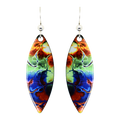 Blue Tie Dye Earrings, Sterling Silver Earwires, Item# 1280