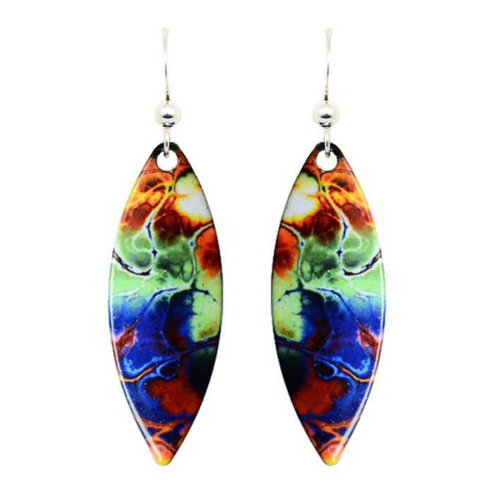 Blue Tie Dye Earrings, Sterling Silver Earwires, Item# 1280