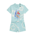 Blue Tie-Dye Polo Bear Shorts Set