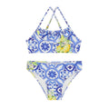 Blue Tile Print & Lemons Bikini