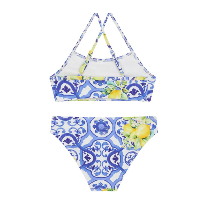 Blue Tile Print & Lemons Bikini