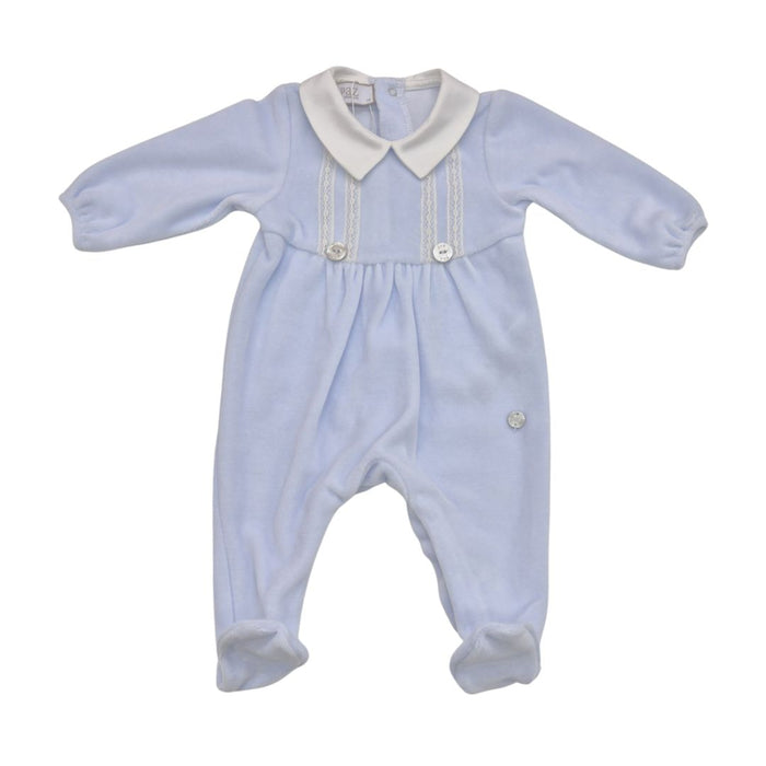 Blue Velour Babygrow