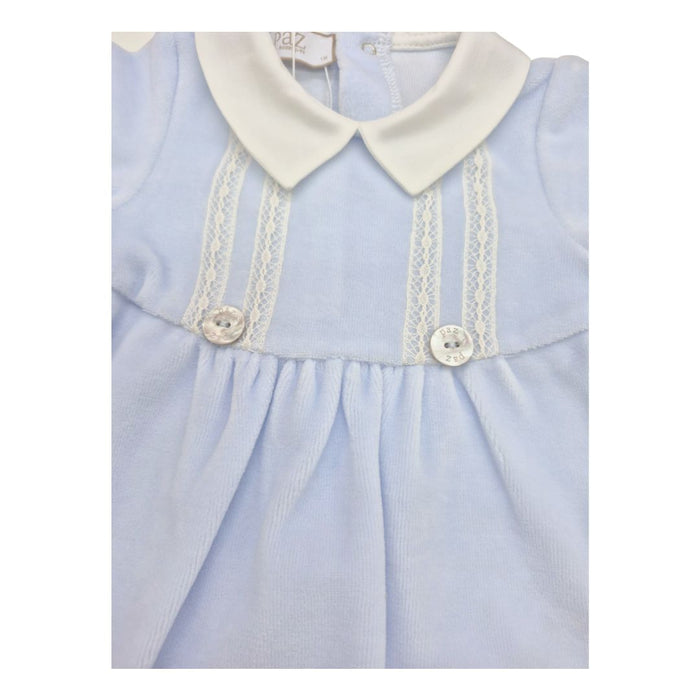 Blue Velour Babygrow