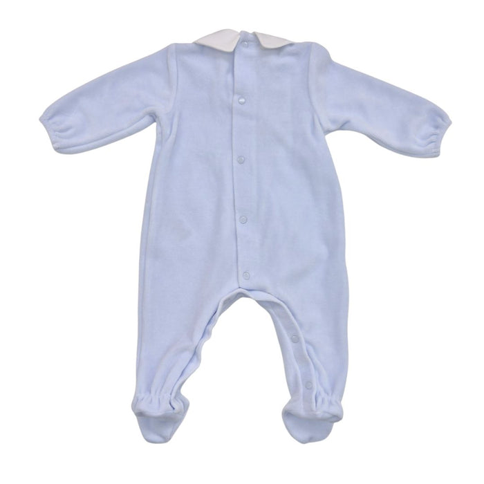 Blue Velour Babygrow